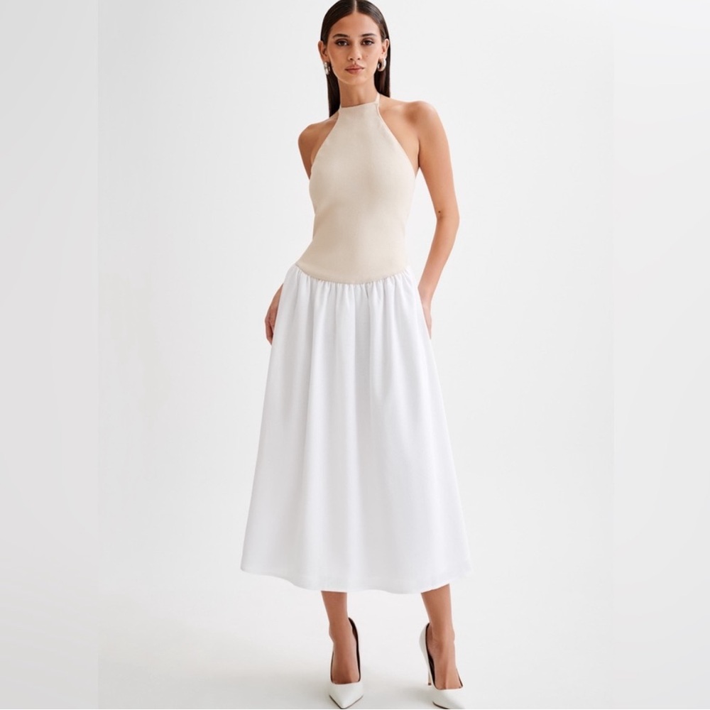 MESHKI Katie Elegant White Midi Dress